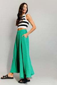 Striped Black & White Cropped Vest Top