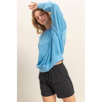 Rest Day Seam Detail Sweatshirt - Washed Blue