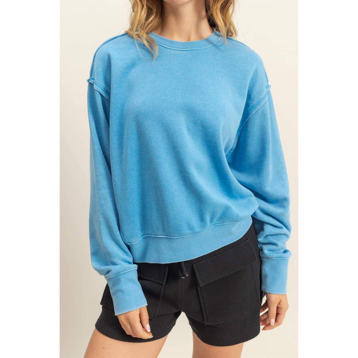 Rest Day Seam Detail Sweatshirt - Washed Blue