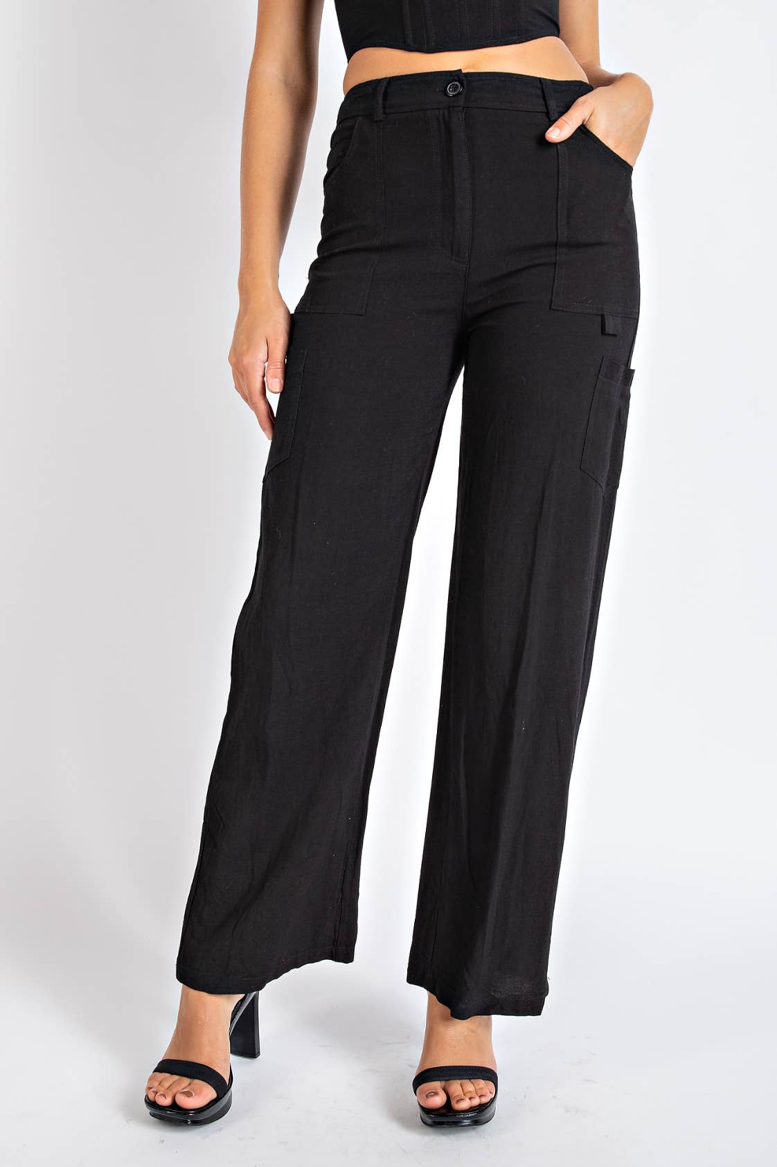 Linen Blend Cargo Pant- Relaxed Fit