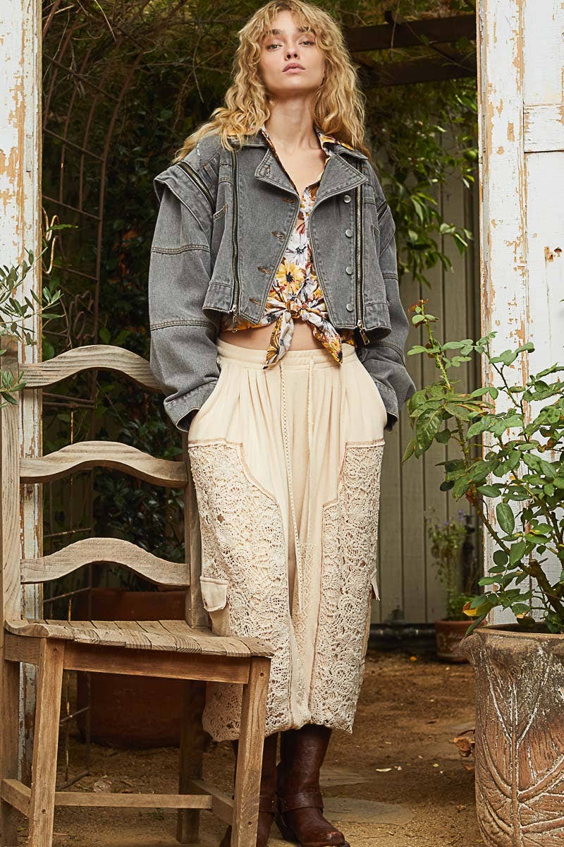 Oversized denim jacket with zipper detail