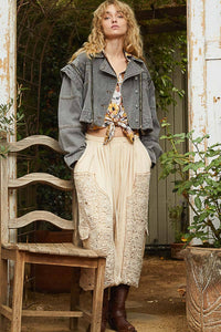 Oversized denim jacket with zipper detail