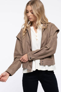 SADIE SUEDE ZIP UP MOTO JACKET