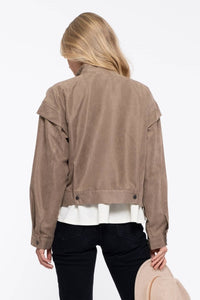 SADIE SUEDE ZIP UP MOTO JACKET