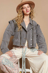 Oversized denim jacket with zipper detail