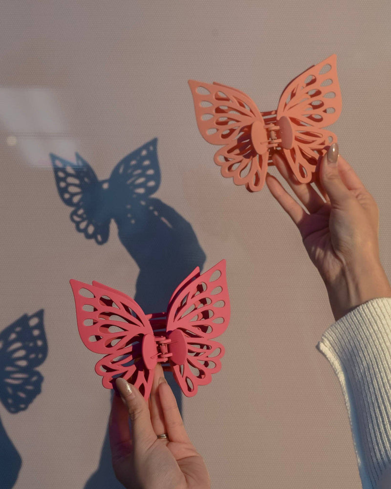 Pink Jumbo Butterfly Claw Clip