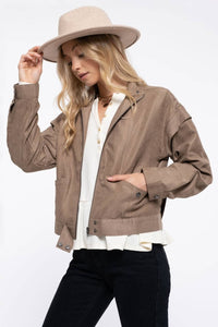 SADIE SUEDE ZIP UP MOTO JACKET