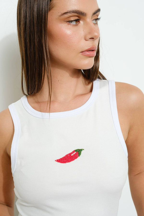 Chili Pepper Beaded Tank