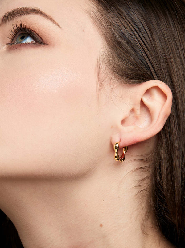 Flower Huggies - Silver Tone Earrings