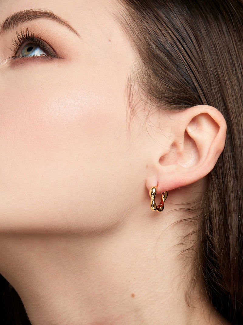 Flower Huggies - Silver Tone Earrings