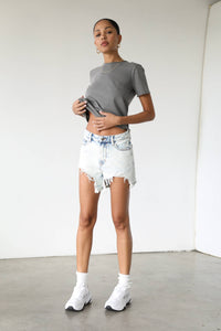Real and Raw Hem High Rise Ultra Distressed Denim Shorts