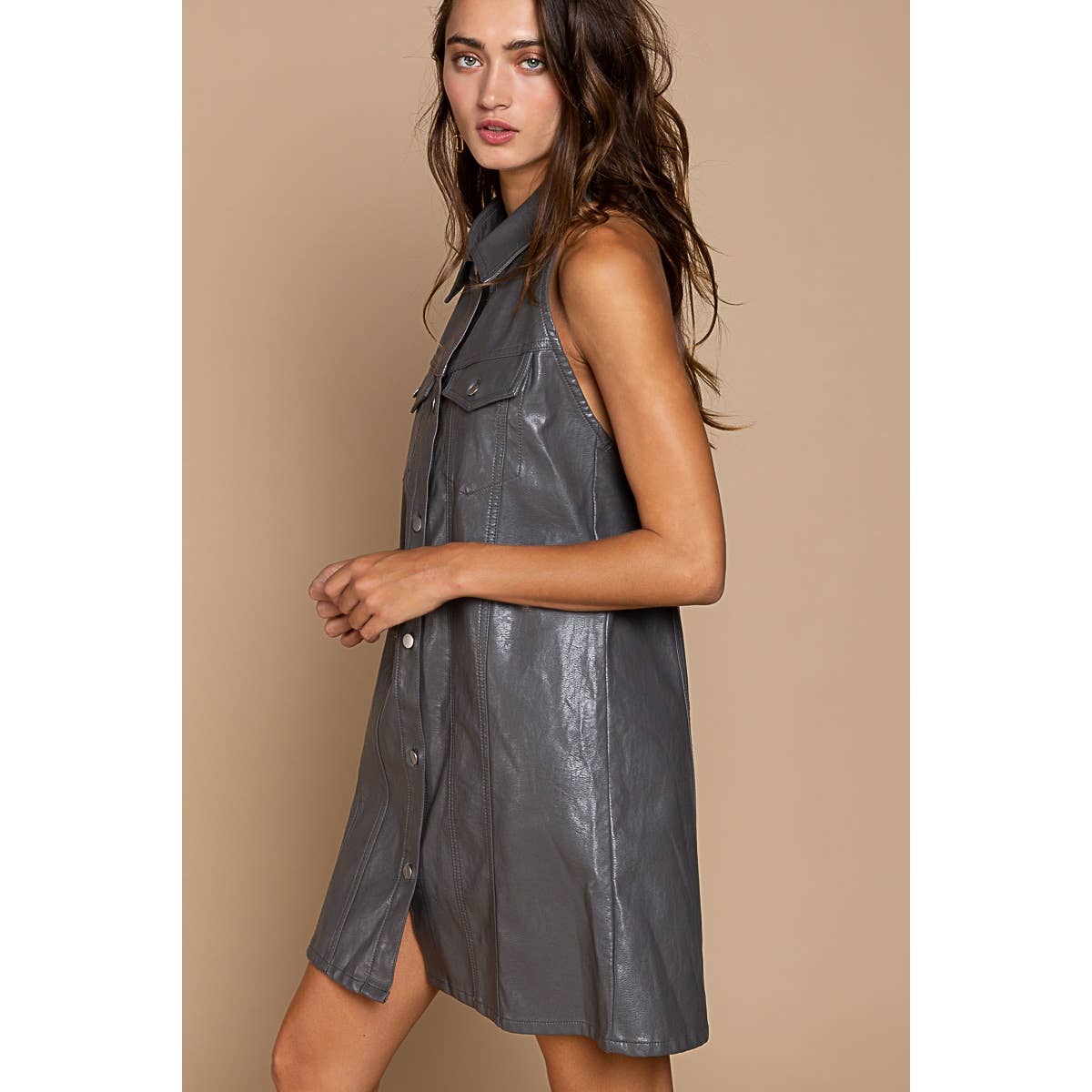 Leather halter neck dress