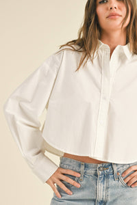 SHE MEANS BUSINESS CROPPED BUTTONDOWN SHIRT