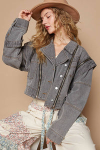 Oversized denim jacket with zipper detail