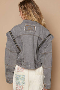 Oversized denim jacket with zipper detail
