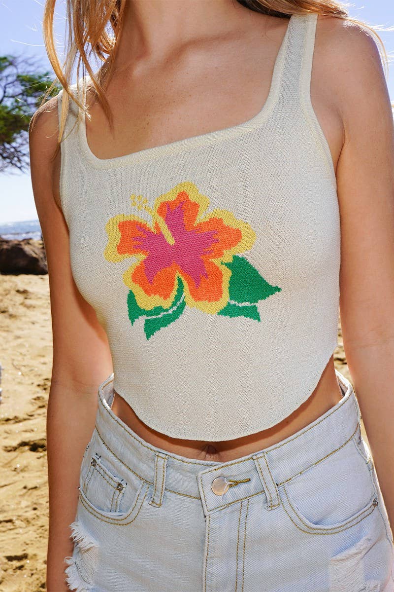 Island Girl Hibiscus Crop Tank Top