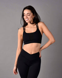 Trinity REVERSIBLE Matte Luxe Sports Bra in Neon/ Black