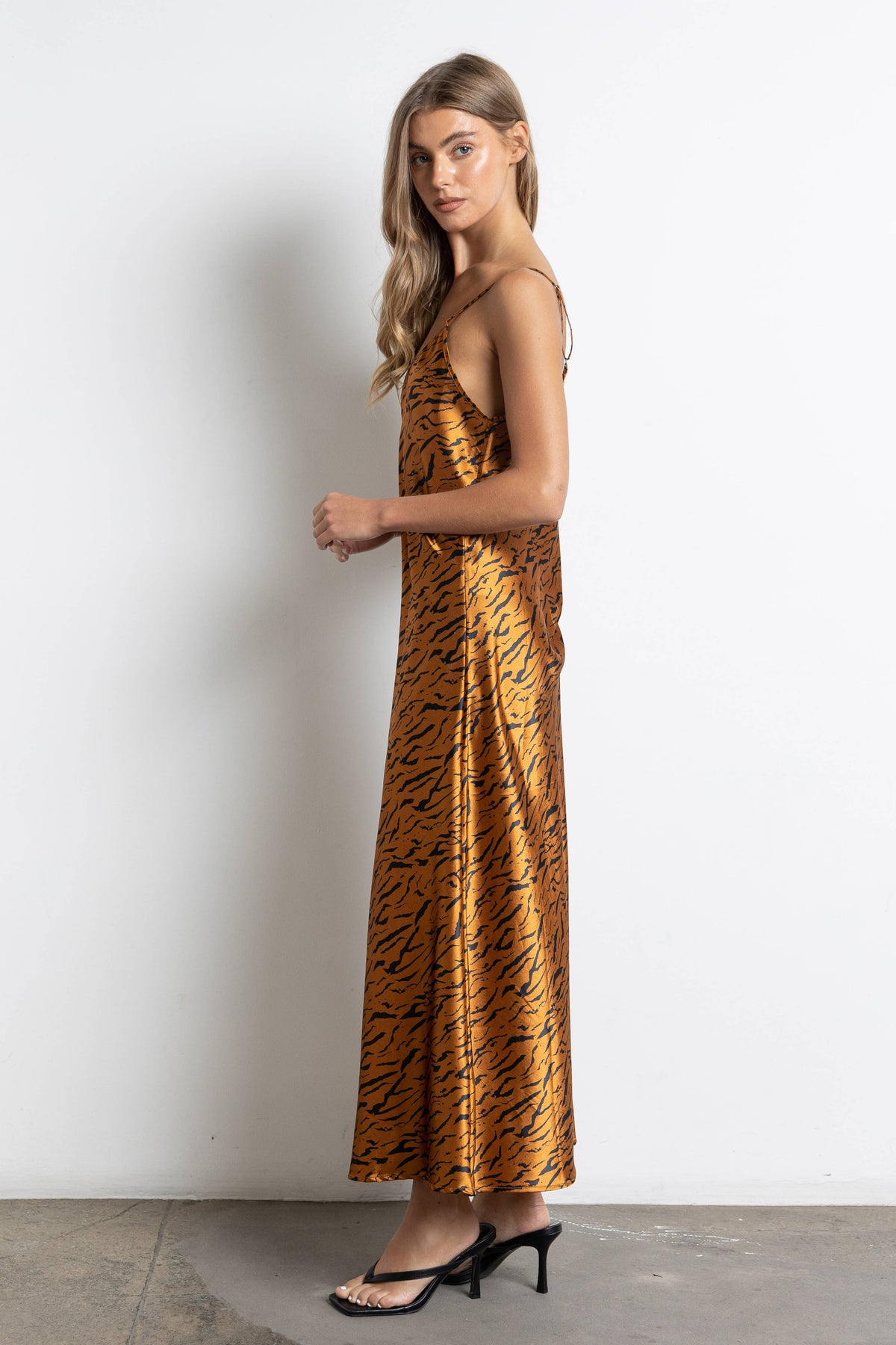 Go Get 'Em Tiger Satin Maxi Slip Dress