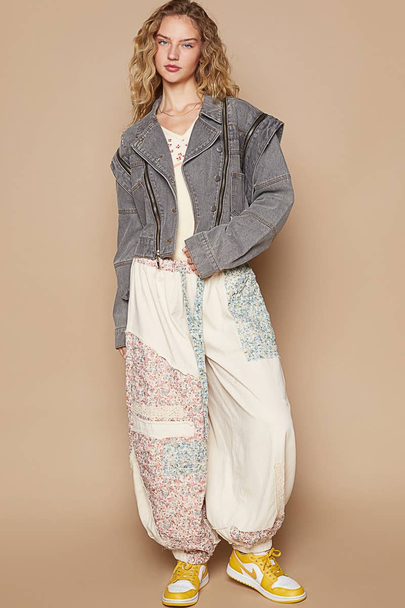 Oversized denim jacket with zipper detail