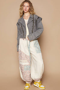 Oversized denim jacket with zipper detail