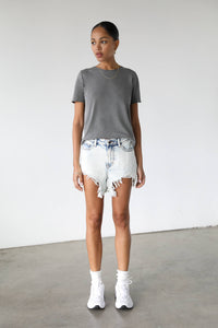 Real and Raw Hem High Rise Ultra Distressed Denim Shorts