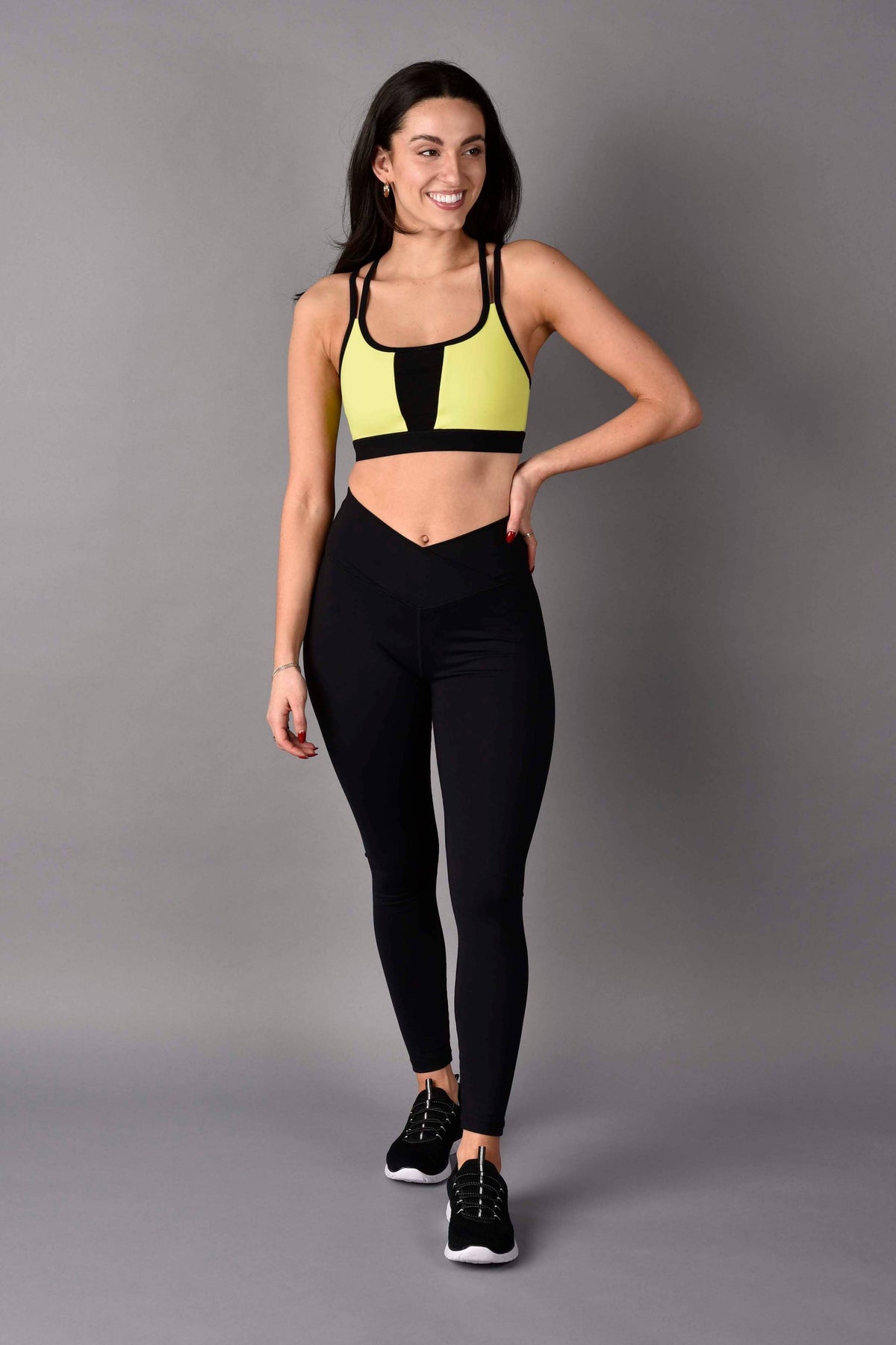 Trinity REVERSIBLE Matte Luxe Sports Bra in Neon/ Black