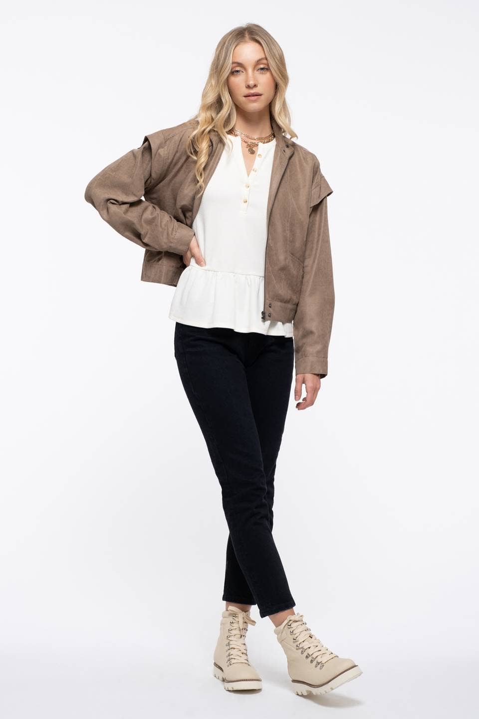 SADIE SUEDE ZIP UP MOTO JACKET