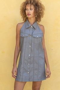 Leather halter neck dress