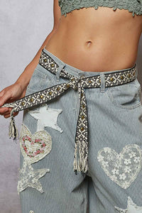 Boho edge studded tassel waist BELT163