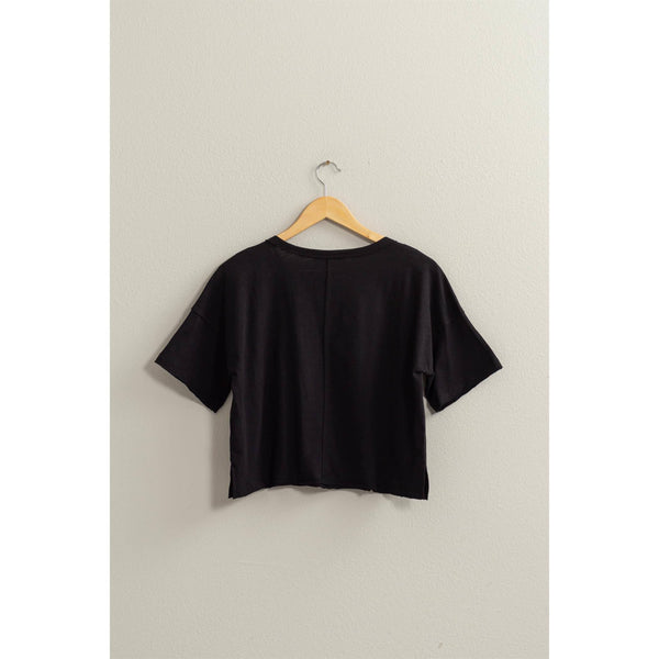 COOL RAW EDGE CUT CROPPED T SHIRT
