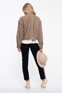 SADIE SUEDE ZIP UP MOTO JACKET