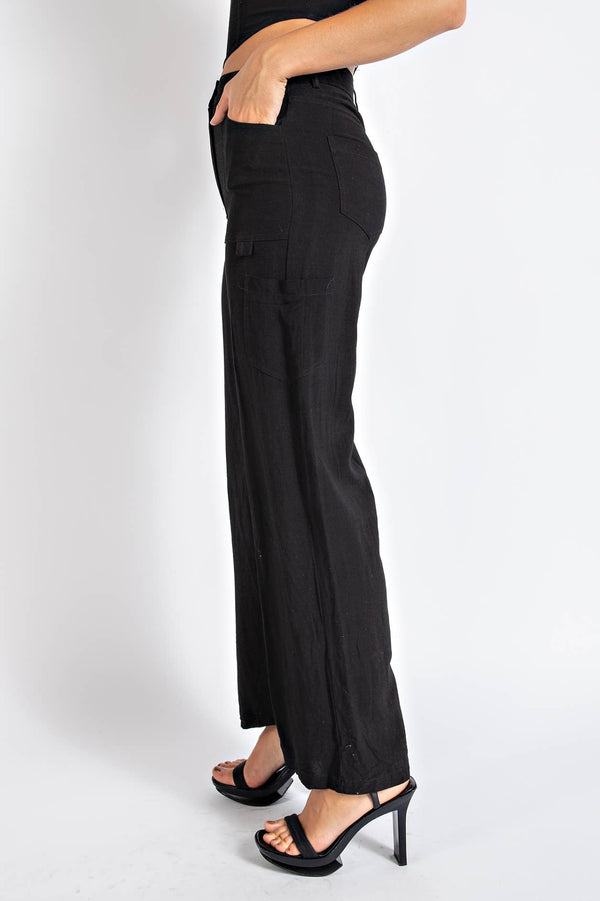 Linen Blend Cargo Pant- Relaxed Fit