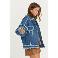 OVERSIZED FRAYED DENIM JACKET