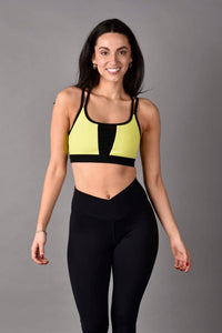 Trinity REVERSIBLE Matte Luxe Sports Bra in Neon/ Black