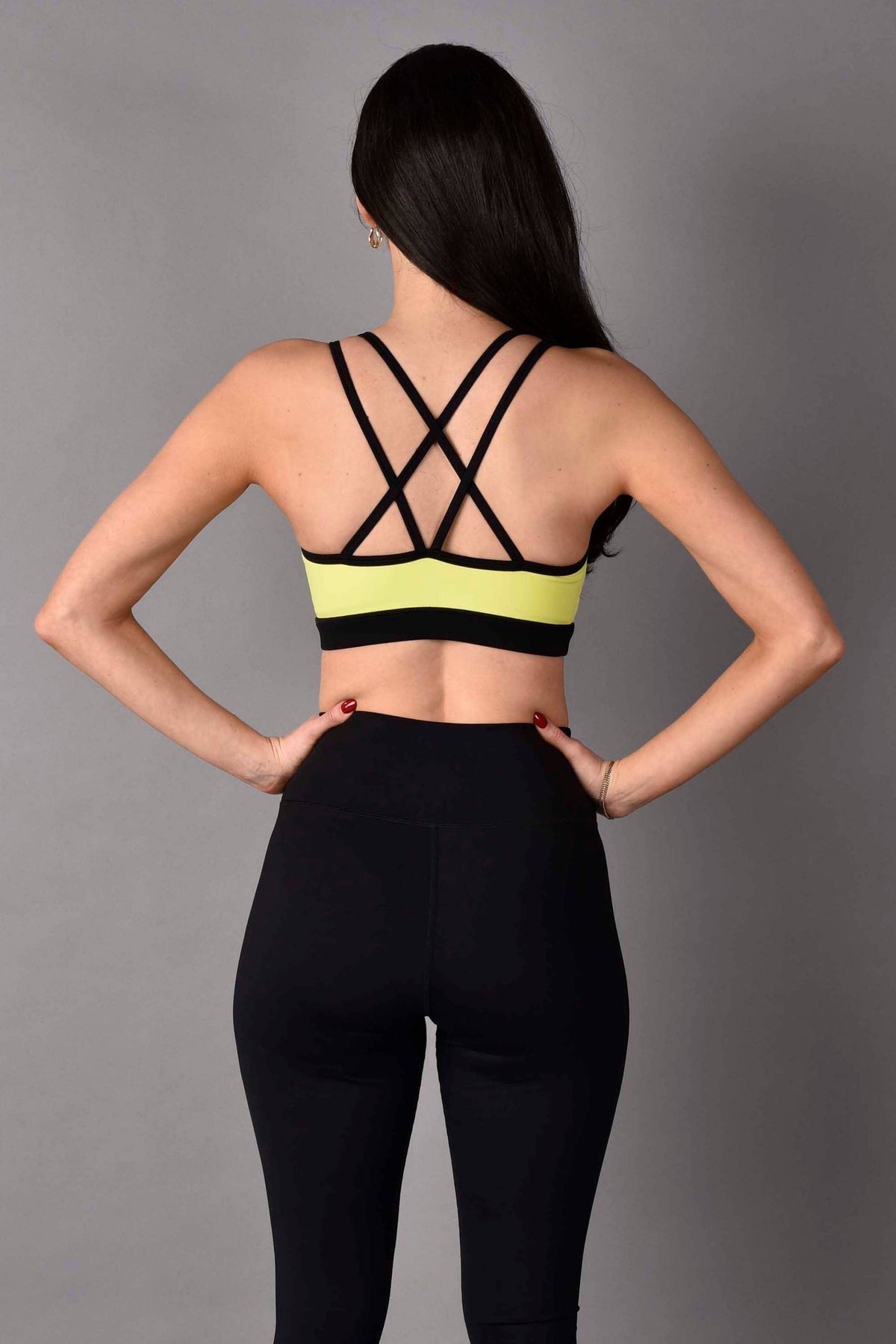 Trinity REVERSIBLE Matte Luxe Sports Bra in Neon/ Black