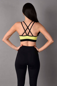 Trinity REVERSIBLE Matte Luxe Sports Bra in Neon/ Black