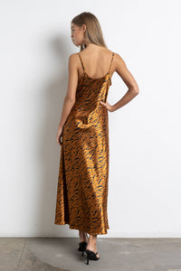 Go Get 'Em Tiger Satin Maxi Slip Dress