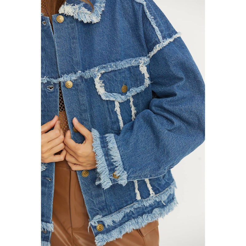 OVERSIZED FRAYED DENIM JACKET