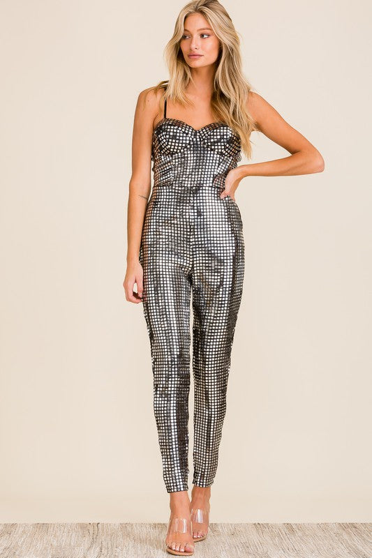 Solid sequin jumpsuit