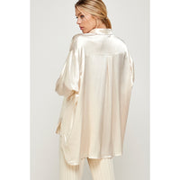 Satin Oversized Button Down - Ivory