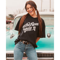 Willie Nelson On The Road Again Black Tee