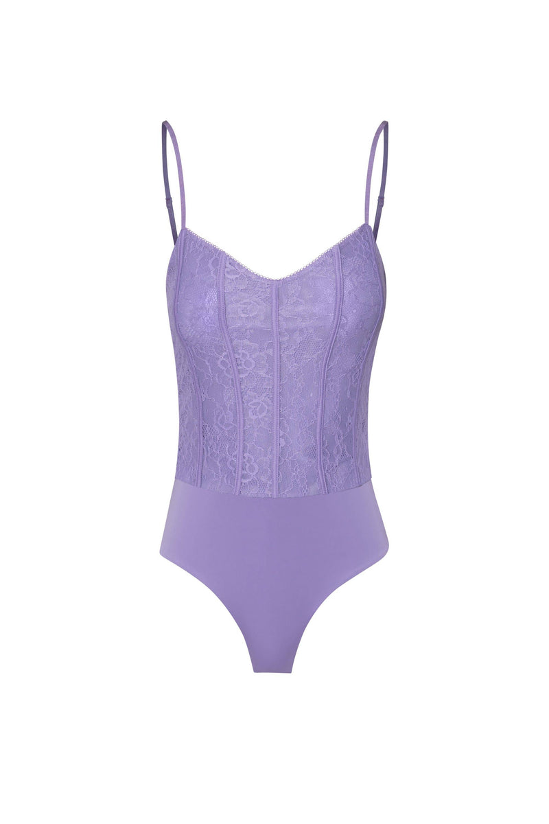 Lavendar lilac lace women's bodysuit