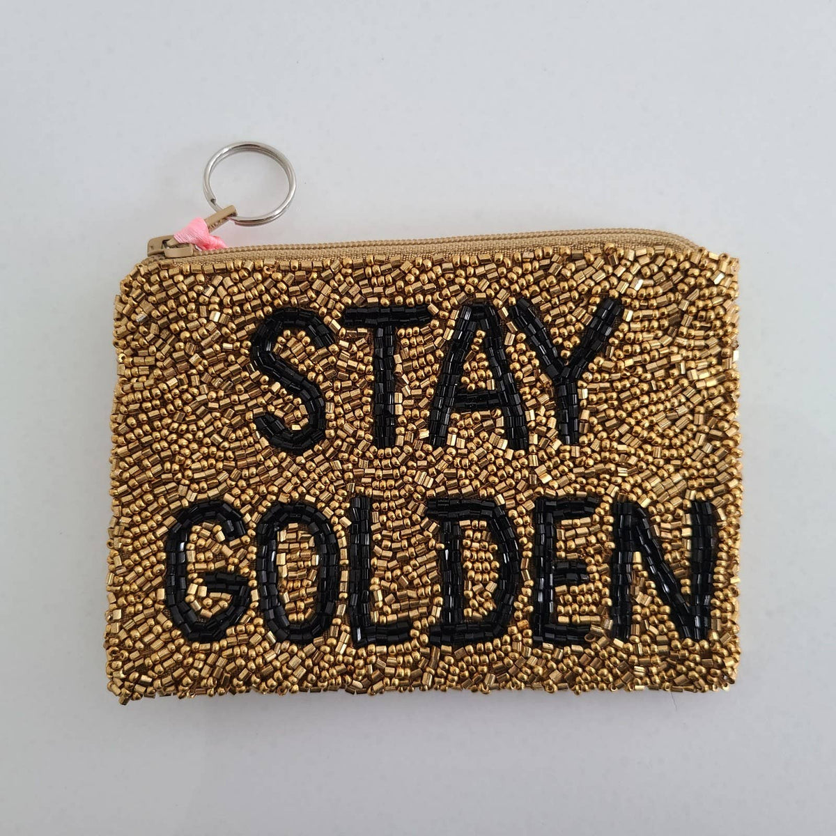 STAY GOLDEN beaded card holder