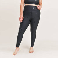 Star Foil High-Waisted Leggings- Black - Curvy