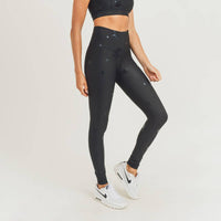 Star Foil High-Waisted Leggings - Black