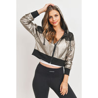 Cropped Metallic Windbreaker - Bronze