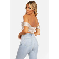 Satin Off The Shoulder Crop Top