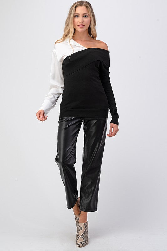 Faux leather pants with zipper pockets
