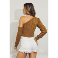 Off The Shoulder Sweater - Camel Brown