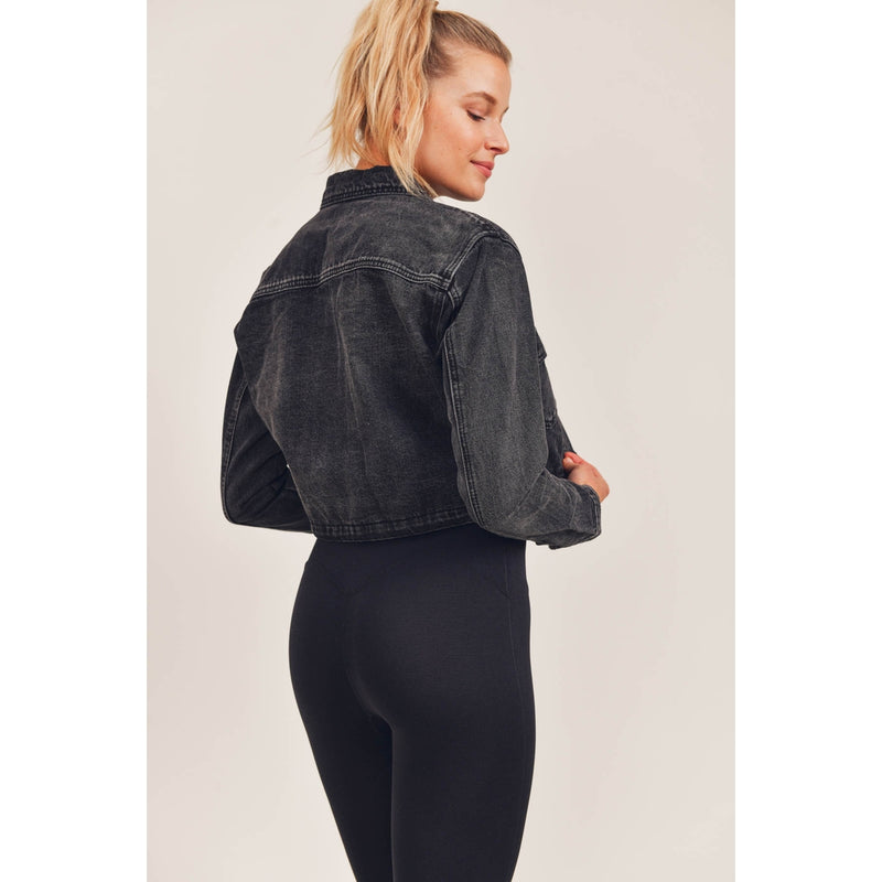 Drawstring Crop Denim Jacket